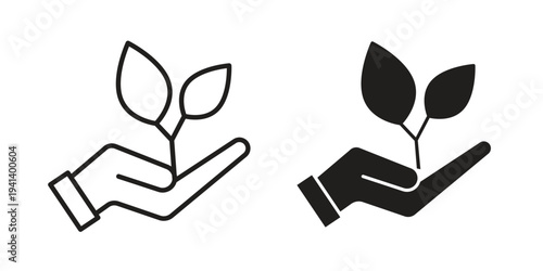 Eco-friendly icon silhouette design. Editable stroke outline icon on white background