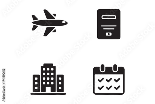 Travel and vacation planning icons set