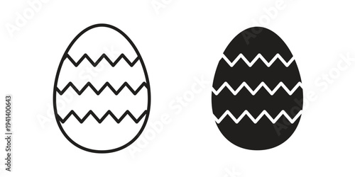 Easter egg icon silhouette design. Editable stroke outline icon on white background