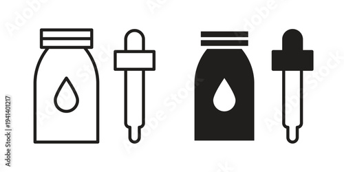 Essential oils icon silhouette design. Editable stroke outline icon on white background
