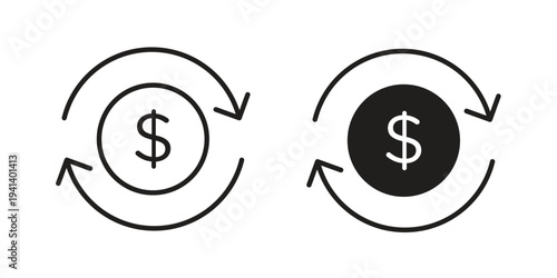 Exchange rate icon silhouette design. Editable stroke outline icon on white background