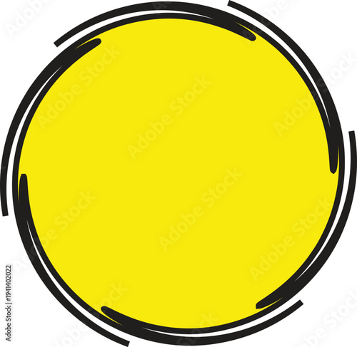 The bright yellow circle serves as the focal point of the design. Yellow is often associated with positivity, energy, and warmth, making it an eye-catching element. Its solid color contrasts sharply 