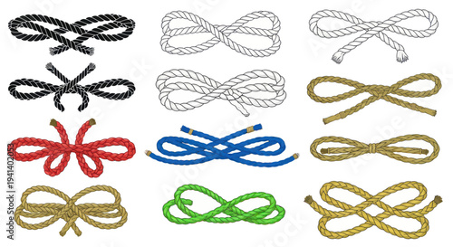Decorative Rope Knots Collection: Bows, Infinity, and Abstract Shapes