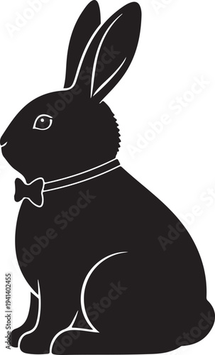 Easter bunny silhouette and dotted companion easter silhouette