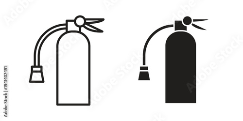 Fire extinguisher icon silhouette design. Editable stroke outline icon on white background