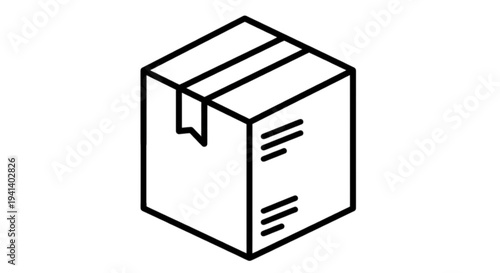 Basic cardboard parcel vector image of a closed shipping box with label lines ready for mailing delivery and logistics storage industry applications.