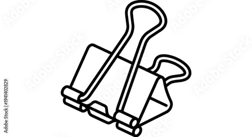 High quality office supply vector image of a binder clip used for organizing documents and paper files in a professional stationery setting.