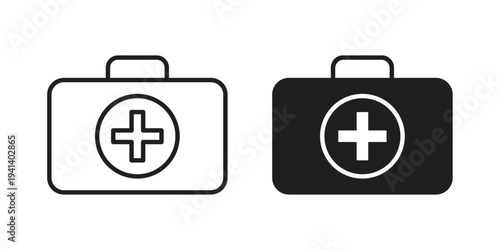 First aid kit icon silhouette design. Editable stroke outline icon on white background