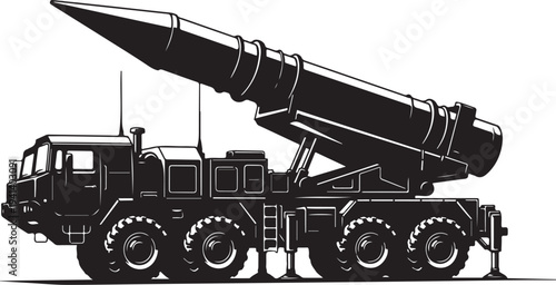 Military Missile Launcher Truck Vector Illustration