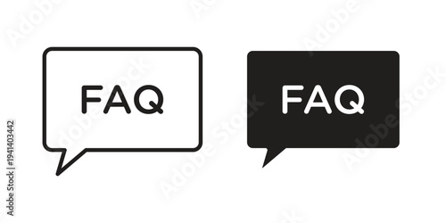 FAQs icon silhouette design. Editable stroke outline icon on white background