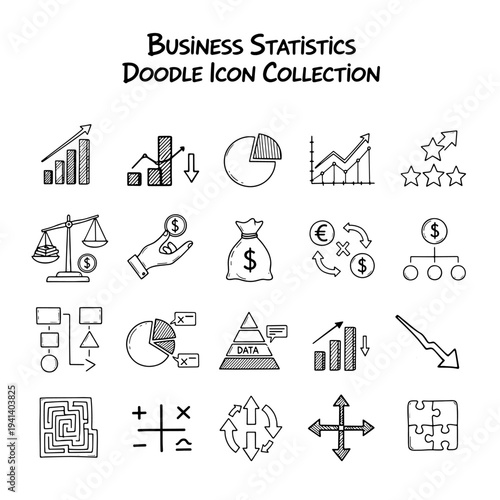 Business Statistics Doodle Icon Collection