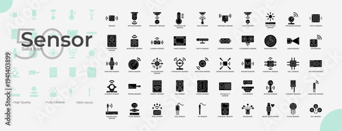 Sensor Solid Editable Icons set