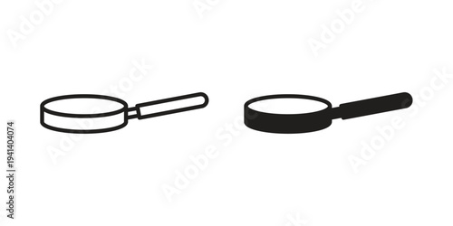Frying pan icon silhouette design. Editable stroke outline icon on white background