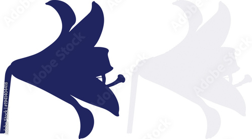 Easter silhouette of a donkey or mule with easter horns