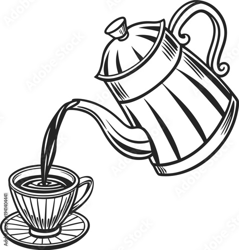 cup of tea with teapot