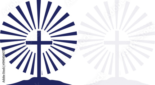 Easter sunrise silhouette with cross symbolizing resurrection