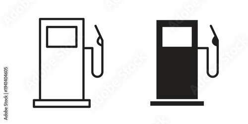 Gas station icon silhouette design. Editable stroke outline icon on white background