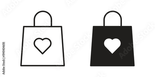 Gift bag icon silhouette design. Editable stroke outline icon on white background