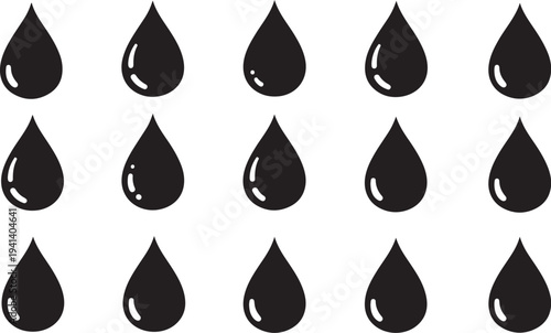 Black teardrop shapes on a white background pattern design