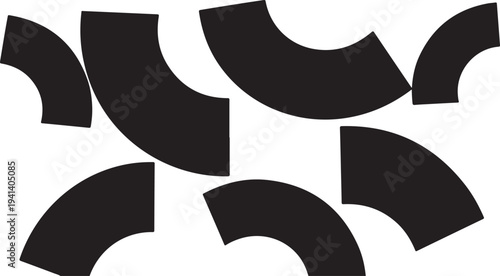 Black curved shapes on a white background abstract design