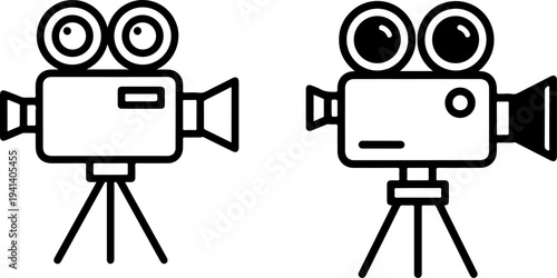 Film camera stroke vector set.eps