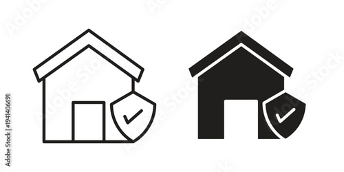 Home insurance icon silhouette design. Editable stroke outline icon on white background