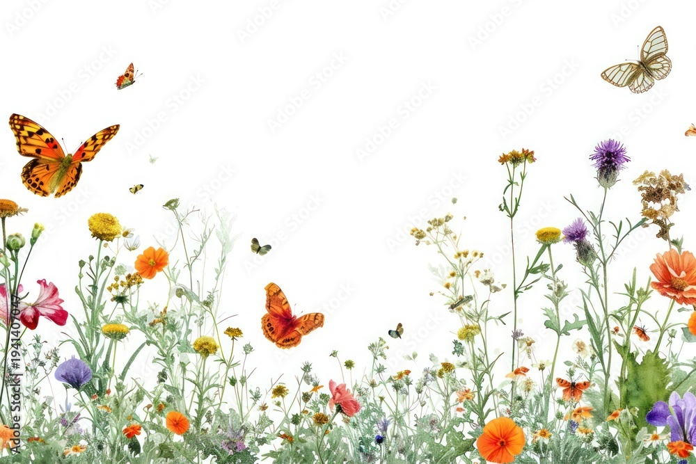 Fototapeta premium Flower nature butterfly outdoors.