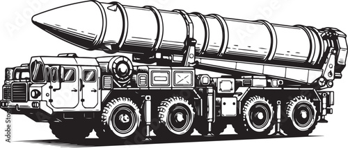 Military Missile Launcher Truck Vector Illustration