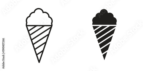 Ice cream cone icon silhouette design. Editable stroke outline icon on white background