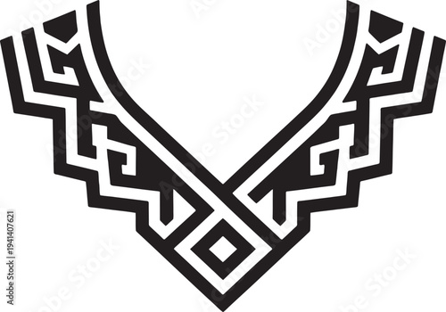 Geometric tribal neckline embroidery pattern design with ethnic motif for clothing and textile vector illustration.