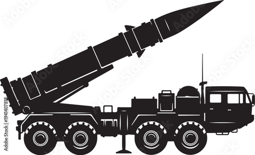 Military Missile Launcher Truck Vector Illustration