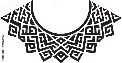 Ethnic geometric neckline embroidery pattern for fashion dress design and tribal apparel decoration vector.