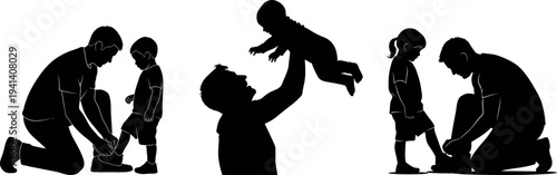 Heartwarming father day silhouette illustrations celebrating dads and family bonds