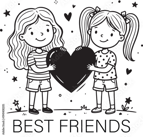 Best Friends Forever Friendship Concept, Happy Friends Bond and Support