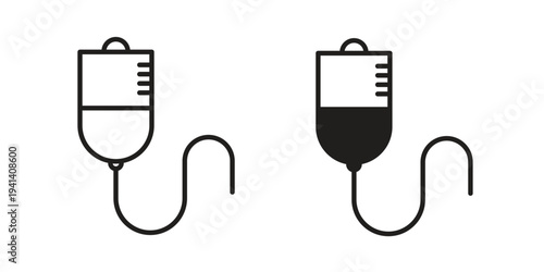 IV drip icon silhouette design. Editable stroke outline icon on white background