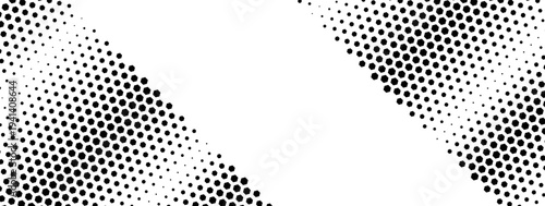 Fiber honeycomb diagonal halftone with carbon hexagon on white for sporty dynamic design. Two hex clusters frame the corners with scattered nano dots. Abstract honeycomb vector for futuristic print.