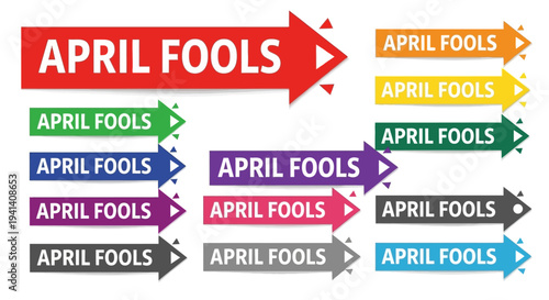 Colorful 'april fools' arrows in multiple directions and colors for humorous and playful use