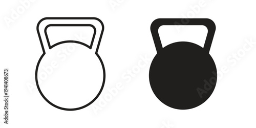 Kettlebell icon silhouette design. Editable stroke outline icon on white background