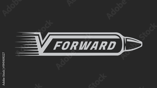 Forward Rocket Bullet Label Illustration