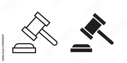 Law icon silhouette design. Editable stroke outline icon on white background