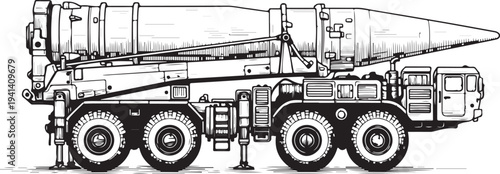 Military Missile Launcher Truck Vector Illustration