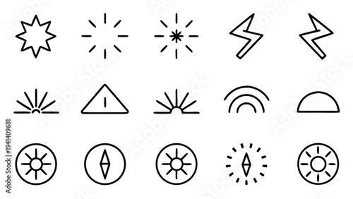 A group of thirty white outline graphics focusing on time intervals and rapid movement is arranged horizontally and vertically on a dark background.