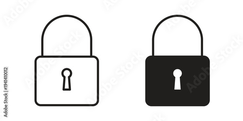 Lock icon silhouette design. Editable stroke outline icon on white background