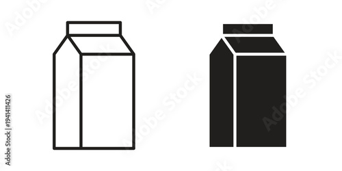 Milk carton icon silhouette design. Editable stroke outline icon on white background