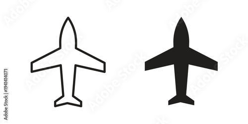 Plane icon silhouette design. Editable stroke outline icon on white background
