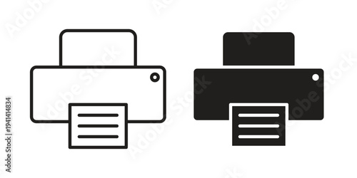 Printer icon silhouette design. Editable stroke outline icon on white background