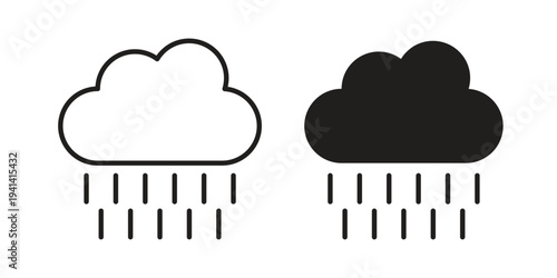 Rain icon silhouette design. Editable stroke outline icon on white background