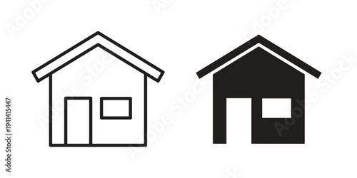 Real estate icon silhouette design. Editable stroke outline icon on white background