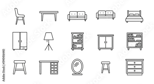 Modern furniture icons for home and office decor inspiration