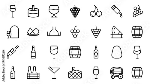 A single white outline icon representing a cluster of grapes is centered at the top of a black background.